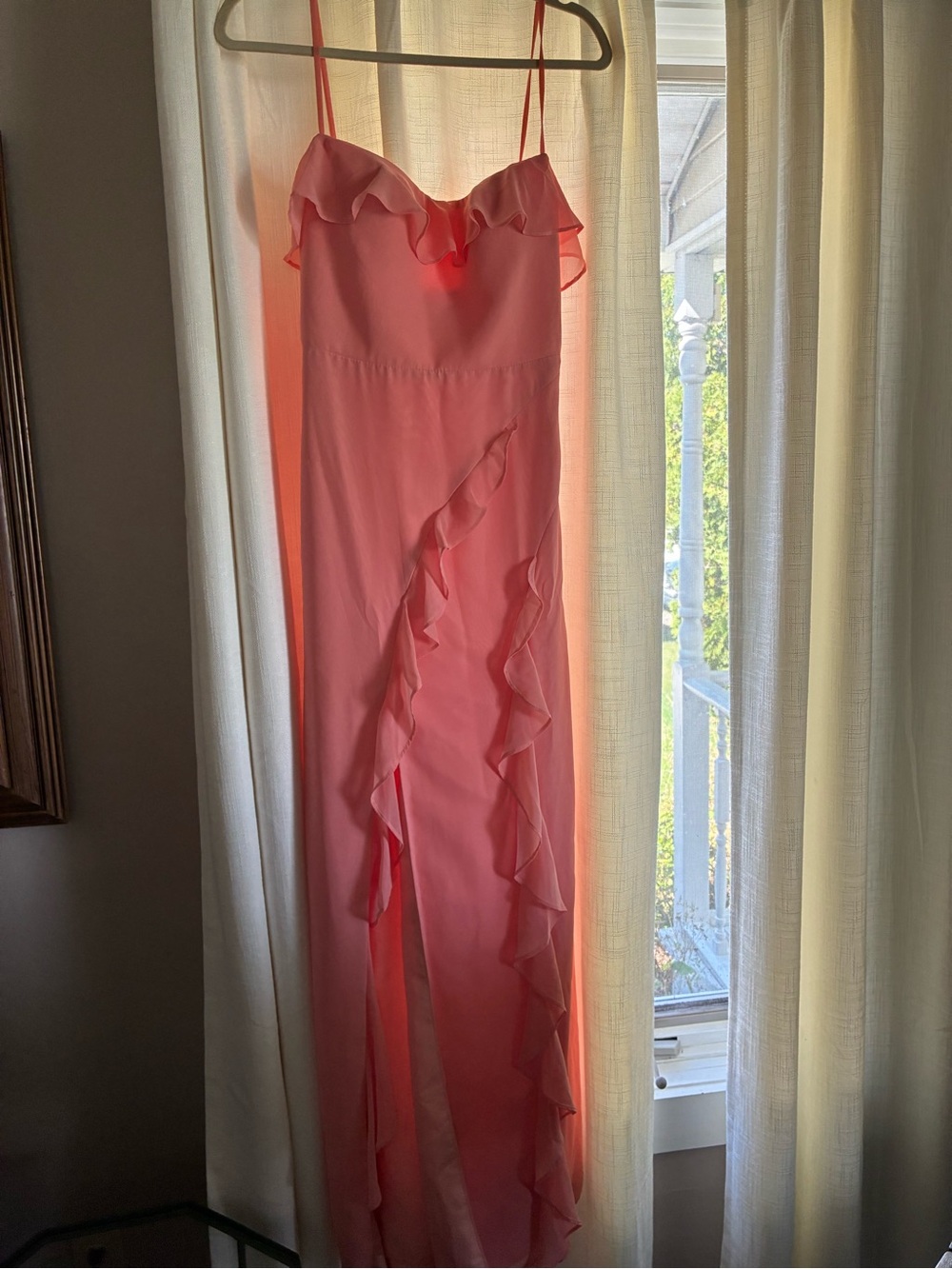 Coral Spaghetti Strap Maxi Dress
